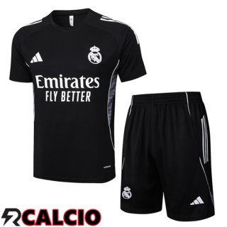 Insieme T Shirt Allenamento Real Madrid + Pantaloncini Nero 2025/2026