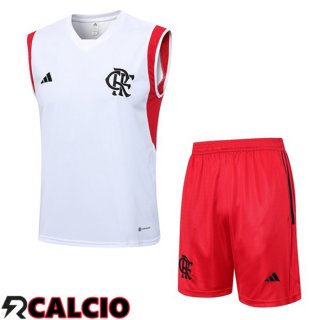 Canotta Calcio Flamengo + Pantaloncini Bianco 2023/2024  Canotta Calcio Flamengo + Pantaloncini Bianco 2023/2024