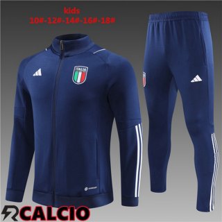 Insieme Tuta Calcio - Giacca Italia Bambino Blu Reale 2023/2024  Insieme Tuta Calcio - Giacca Italia Bambino Blu Reale 2023/2024