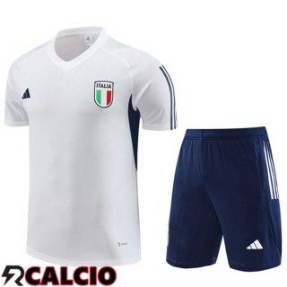 T Shirt Allenamento Italia + Pantaloncini Bianco 2023/2024