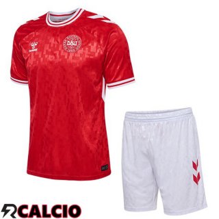 Maglie Calcio Danimarca Bambino Prima Rosso UEFA Euro 2024