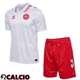 Maglie Calcio Danimarca Bambino Seconda Bianco UEFA Euro 2024
