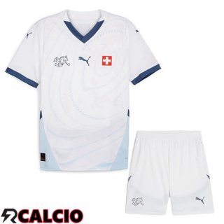 Maglie Calcio Svizzero Bambino Seconda Bianco UEFA Euro 2024