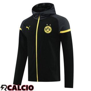 Felpa Con Cappuccio Dortmund BVB Nero 2024/2025  Felpa Con Cappuccio Dortmund BVB Nero 2024/2025