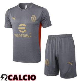 Insieme T Shirt Allenamento AC Milan + Pantaloncini Grigio 2025/2026