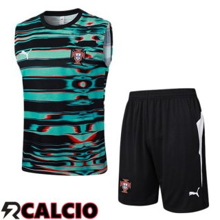 Canotta Allenamento Portogallo + Pantaloncini Nero Verde 2025/2026  Canotta Allenamento Portogallo + Pantaloncini Nero Verde 2025/2026