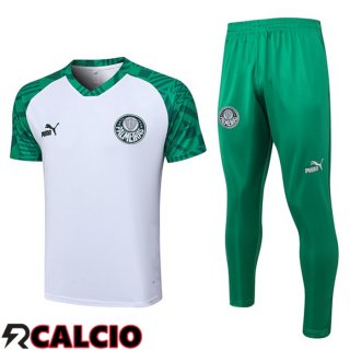 T Shirt Allenamento Palmeiras + Pantaloni Bianco 2023/2024  T Shirt Allenamento Palmeiras + Pantaloni Bianco 2023/2024