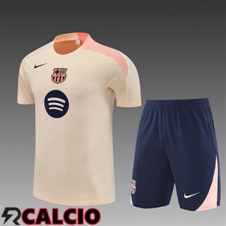Insieme T Shirt Allenamento FC Barcellona Bambino Beige/Rosa 2025/2026