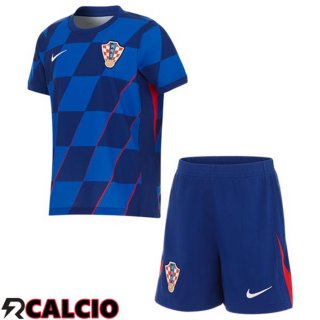 Maglie Calcio Croazia Bambino Seconda Blu UEFA Euro 2024