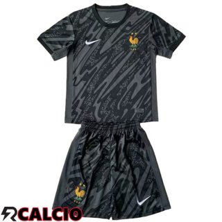 Maglie Calcio Francia Bambino Portiere Nero 2024/2025  Maglie Calcio Francia Bambino Portiere Nero 2024/2025