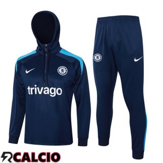 Tuta Calcio - Felpa Con Cappuccio FC Chelsea Blu Reale 2024/2025