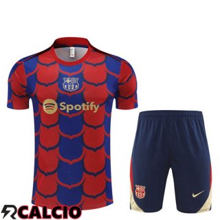 T Shirt Allenamento FC Barcellona + Pantaloncini Rosso Blu 2024/2025