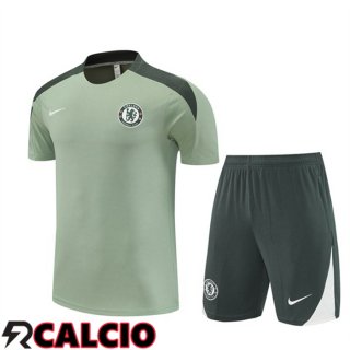 Insieme T Shirt Allenamento FC Chelsea + Pantaloncini Verde 2025/2026
