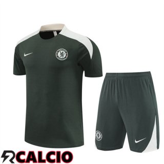 Insieme T Shirt Allenamento FC Chelsea + Pantaloncini Verde 2025/2026