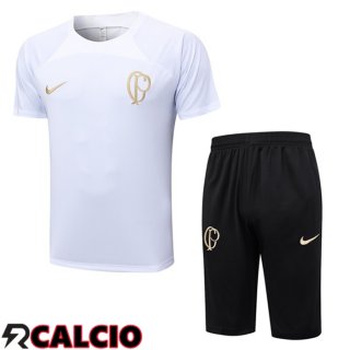 T Shirt Allenamento Corinthians + Pantaloncini Bianco 2023/2024