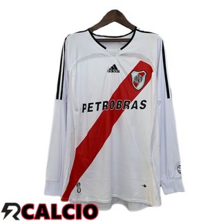 Prima Maglia River Plate Retro Manica Lunga Bianco Rosso 2006-2007