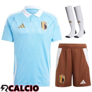 Maglie Calcio Belgio Seconda (Pantaloncini + Calzini) UEFA Euro 2024