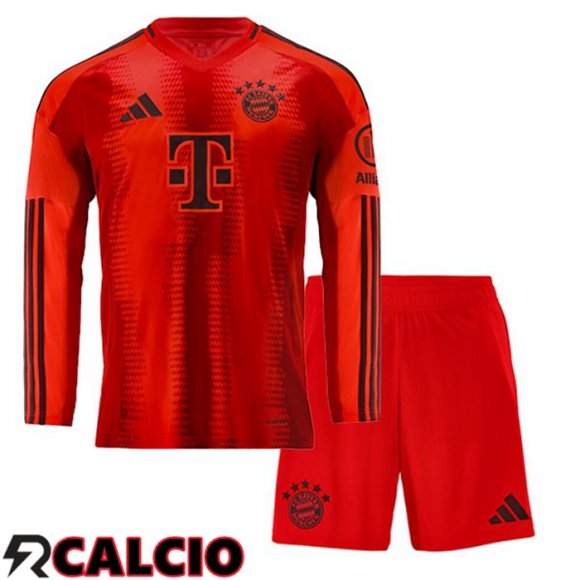 Maglie Calcio Bayern Monaco Bambino Prima Manica Lunga Rosso 2024/2025