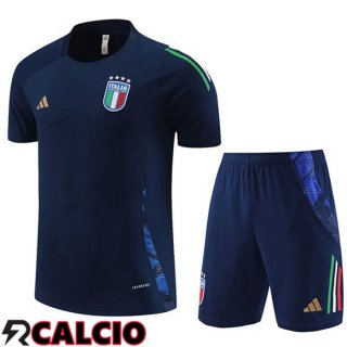 T Shirt Allenamento Italia + Pantaloncini Blu Reale 2024/2025