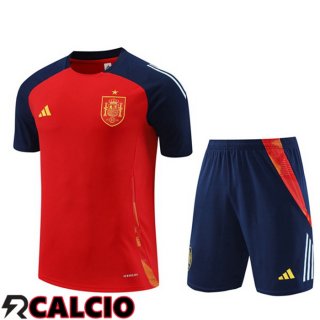 T Shirt Allenamento Spagna + Pantaloncini Rosso 2024/2025  T Shirt Allenamento Spagna + Pantaloncini Rosso 2024/2025