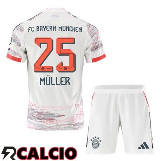 Seconda Maglia Bayern Monaco (Müller 25) Bambino Bianco 2025/2026