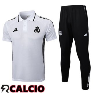 Insieme Polo Real Madrid + Pantaloni Bianco 2025/2026  Insieme Polo Real Madrid + Pantaloni Bianco 2025/2026
