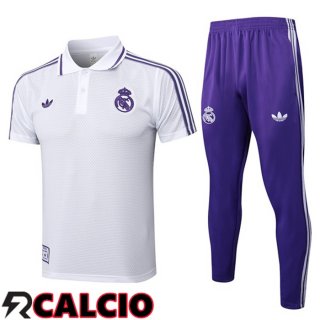 Insieme Polo Real Madrid + Pantaloni Bianco 2025/2026  Insieme Polo Real Madrid + Pantaloni Bianco 2025/2026