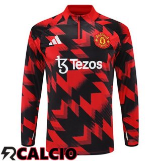 Felpa Allenamento Manchester United Rosso Nero 2025/2026  Felpa Allenamento Manchester United Rosso Nero 2025/2026