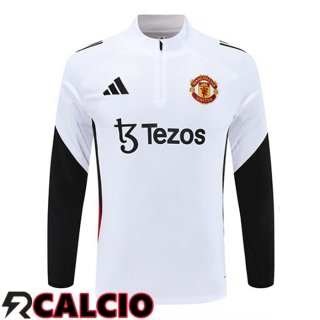 Felpa Allenamento Manchester United Bianco 2025/2026  Felpa Allenamento Manchester United Bianco 2025/2026
