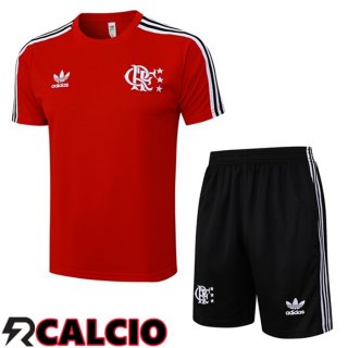 Insieme T Shirt Allenamento Flamengo + Pantaloncini Rosso 2025/2026  Insieme T Shirt Allenamento Flamengo + Pantaloncini Rosso 2025/2026