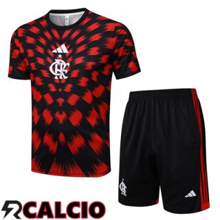 Insieme T Shirt Allenamento Flamengo + Pantaloncini Rosso Nero 2025/2026  Insieme T Shirt Allenamento Flamengo + Pantaloncini Rosso Nero 2025/2026