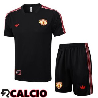 Insieme T Shirt Allenamento Manchester United + Pantaloncini Nero 2025/2026