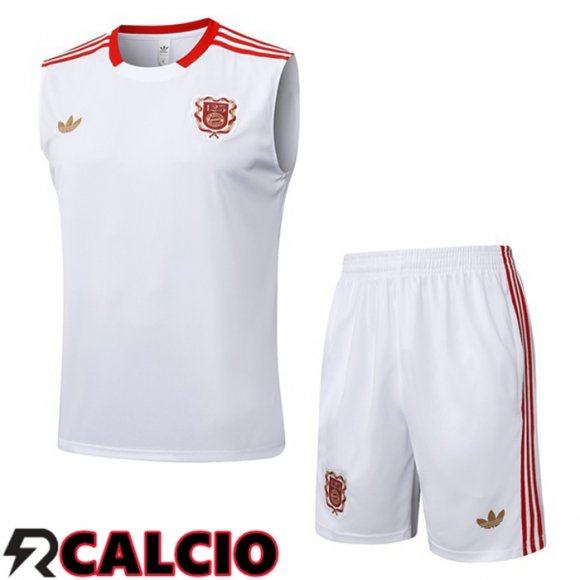 Canotta Allenamento Bayern Monaco + Pantaloncini Bianco 2025/2026  Canotta Allenamento Bayern Monaco + Pantaloncini Bianco 2025/2026