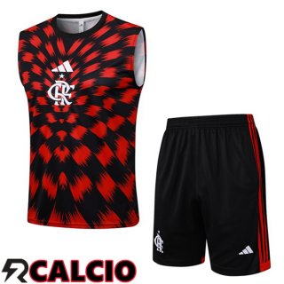 Canotta Allenamento Flamengo + Pantaloncini Rosso Nero 2025/2026  Canotta Allenamento Flamengo + Pantaloncini Rosso Nero 2025/2026