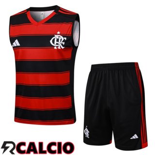 Canotta Allenamento Flamengo + Pantaloncini Rosso Nero 2025/2026  Canotta Allenamento Flamengo + Pantaloncini Rosso Nero 2025/2026