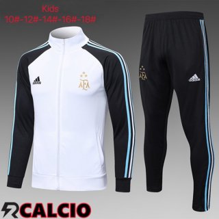 Insieme Tuta Calcio - Giacca Argentina Bambino Bianco Nero 2023/2024  Insieme Tuta Calcio - Giacca Argentina Bambino Bianco Nero 2023/2024