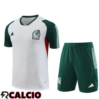 T Shirt Allenamento Messico + Pantaloncini Bianco 2023/2024