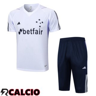 T Shirt Allenamento Cruzeiro EC + Pantaloncini Bianco 2023/2024