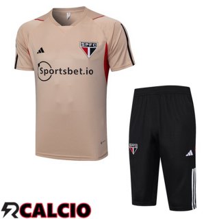 T Shirt Allenamento Sao Paulo FC + Pantaloncini Marrone 2023/2024