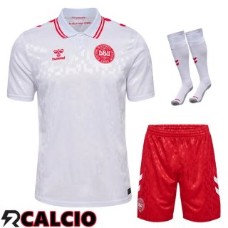 Maglie Calcio Danimarca Seconda (Pantaloncini + Calzini) UEFA Euro 2024