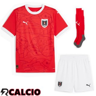 Maglie Calcio Austria Prima (Pantaloncini + Calzini) UEFA Euro 2024
