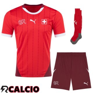 Maglie Calcio Svizzero Prima (Pantaloncini + Calzini) UEFA Euro 2024