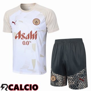 T Shirt Allenamento Manchester City + Pantaloncini Bianco 2024/2025