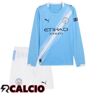 Prima Maglia Manchester City Bambino Manica Lunga Blu 2025/2026  Prima Maglia Manchester City Bambino Manica Lunga Blu 2025/2026