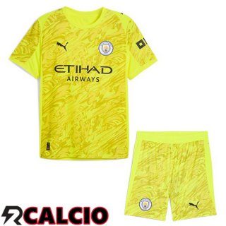 Maglia Manchester City Bambino Portiere Giallo 2025/2026  Maglia Manchester City Bambino Portiere Giallo 2025/2026