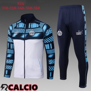 Insieme Tuta Calcio - Giacca Marsiglia Bambino Bianco Blu 2023/2024