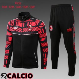 Insieme Tuta Calcio - Giacca AC Milan Bambino Nero Rosso 2023/2024