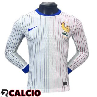Maglie Calcio Francia Seconda Manica Lunga Bianco UEFA Euro 2024  Maglie Calcio Francia Seconda Manica Lunga Bianco UEFA Euro 2024