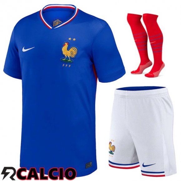 Maglie Calcio Francia Prima (Pantaloncini + Calzini) UEFA Euro 2024  Maglie Calcio Francia Prima (Pantaloncini + Calzini) UEFA Euro 2024