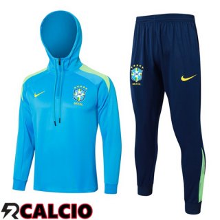 Tuta Calcio - Felpa Con Cappuccio Brasile Blu 2024/2025  Tuta Calcio - Felpa Con Cappuccio Brasile Blu 2024/2025
